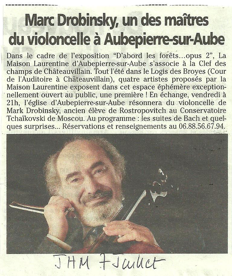 Marc Drobinsky, un des maitres du violoncelle à Aubepierre